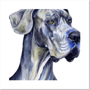 Great Dane Watercolor - Gift For Dog Lovers Posters and Art